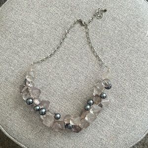 SALE! Custom made statement necklace blue black faux pearls and clear beads